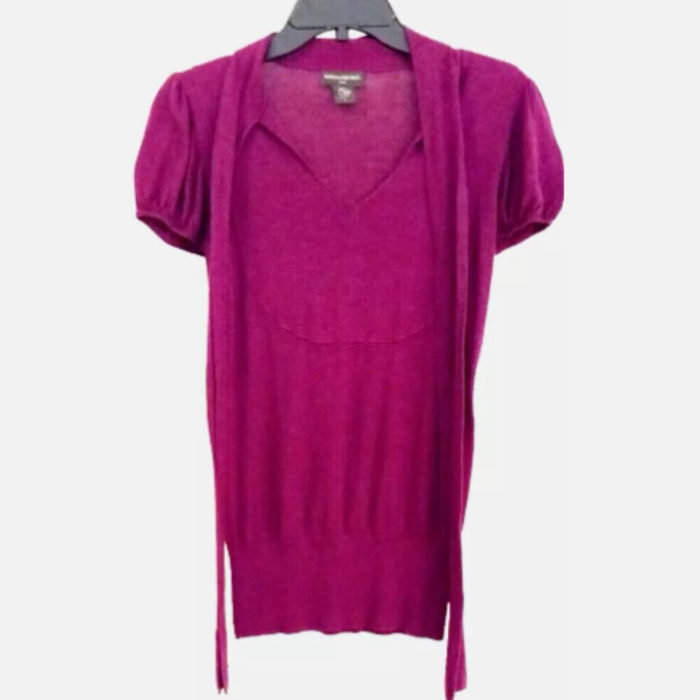 Banana Republic Juniors Top Purple Size Small Puff Short Sleeve Blouse Attached - Picture 2 of 13
